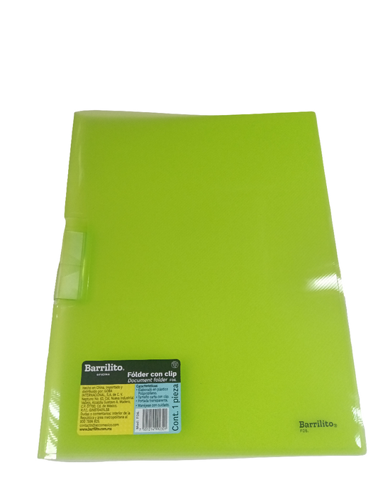 FOLDER PLASTICO C/CLIP LTR ASST
