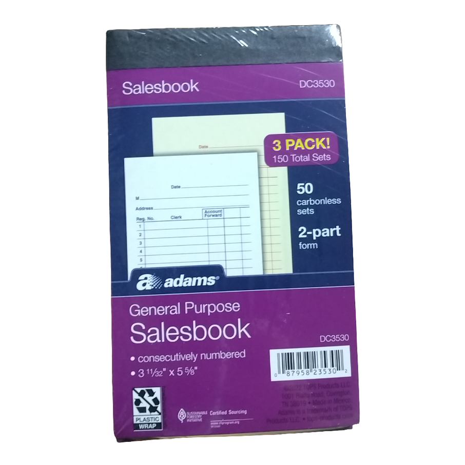 SALES ORDER BOOK CARBONLESS 2PT 3" X 5" PQ.3