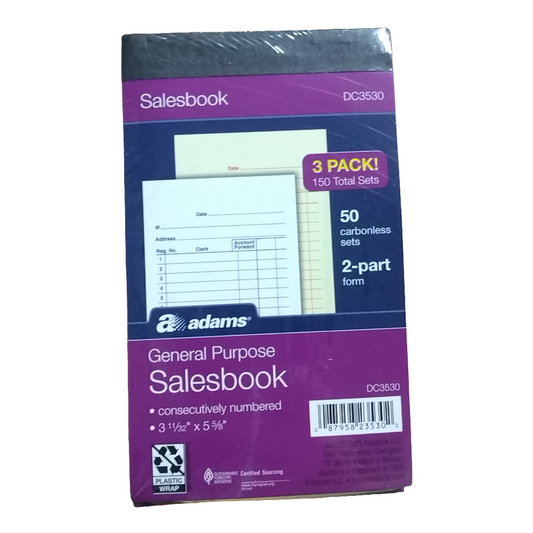 SALES ORDER BOOK CARBONLESS 2PT 3" X 5" PQ.3