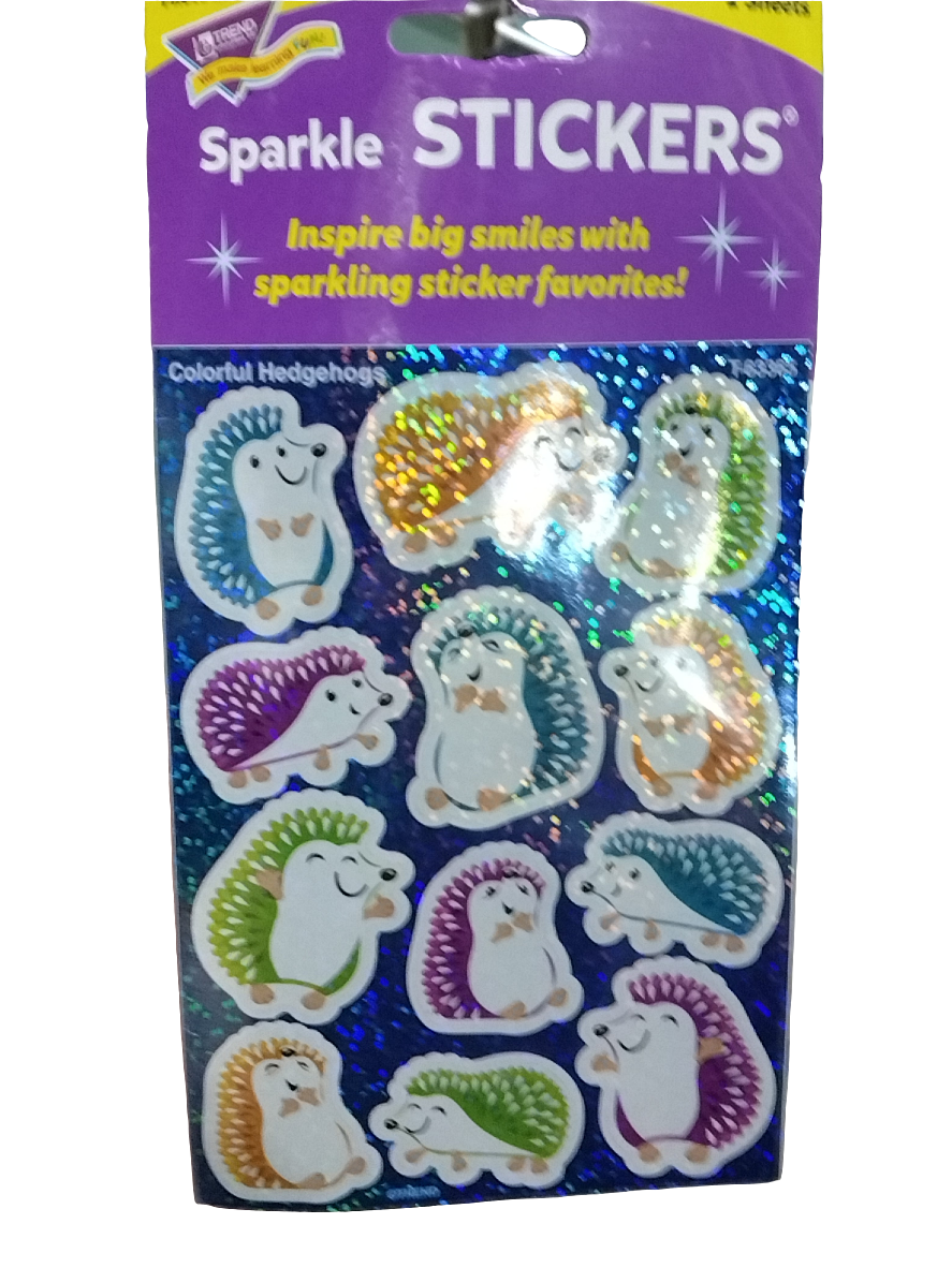 COLORFUL HEDGEHOGS SPARKLE STICKERS LARGE 24PK