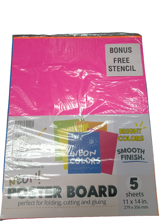 CARTULINA COLOR NEON 11" X 14" PQT. 5 COLORES