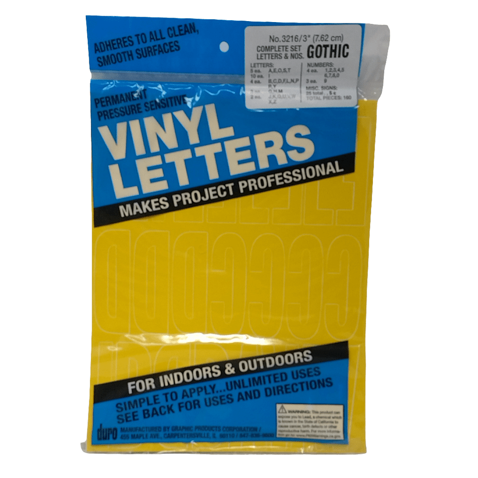 GOTHIC VINYL LETTERS & NUM D3216