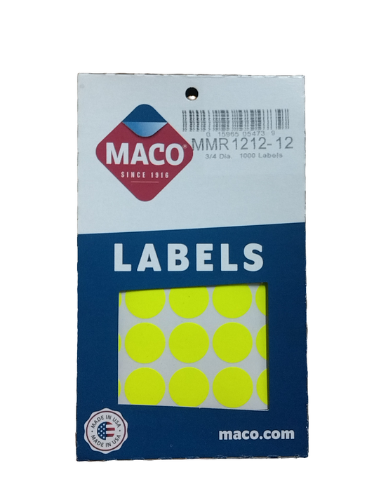 CODING LABEL 3/4" YELLOW GLOW 1000 PC