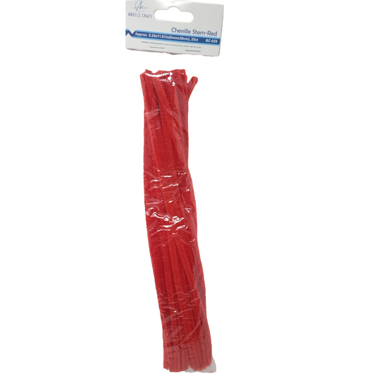 CHENILLE STEM- RED 6MM 25CT