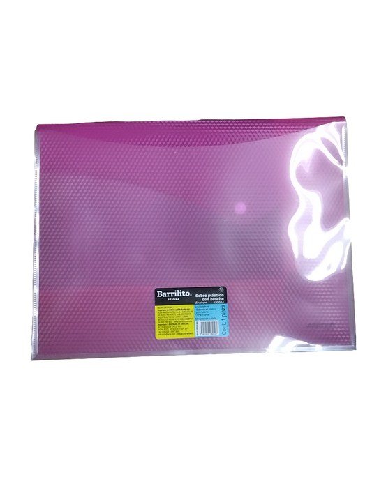 SOBRE PLASTICO CARTA CON BROCHE COLORES SURTIDOS