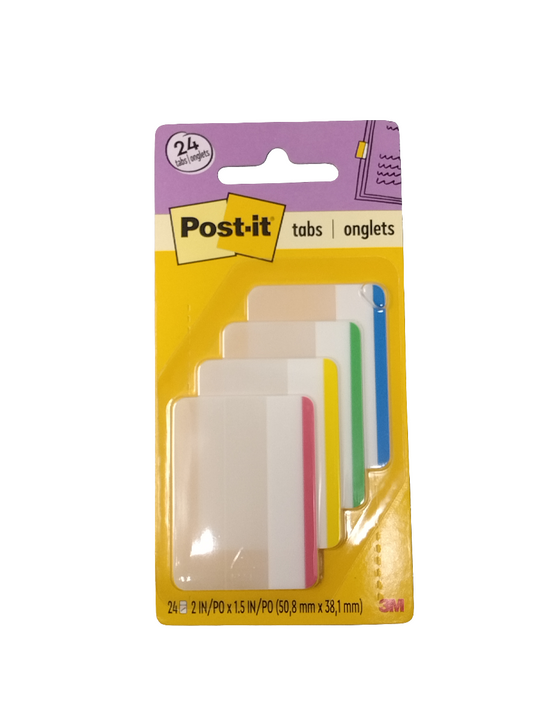 POST-IT DURABLE FILING TABS ASST COLORS 2" X 1.5"