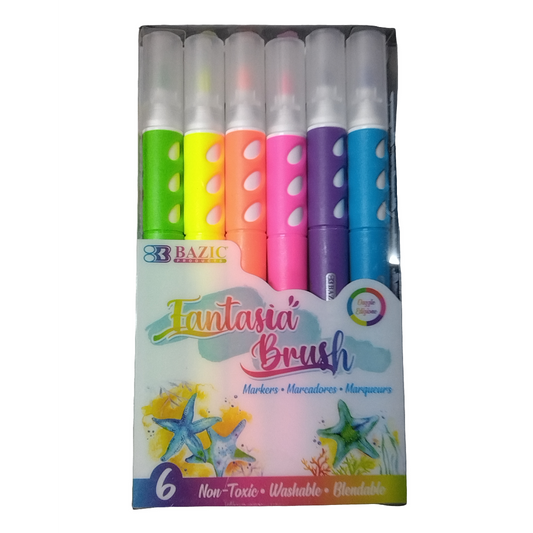 6 FLUORESCENTL COLORS BRUSH MARKERS
