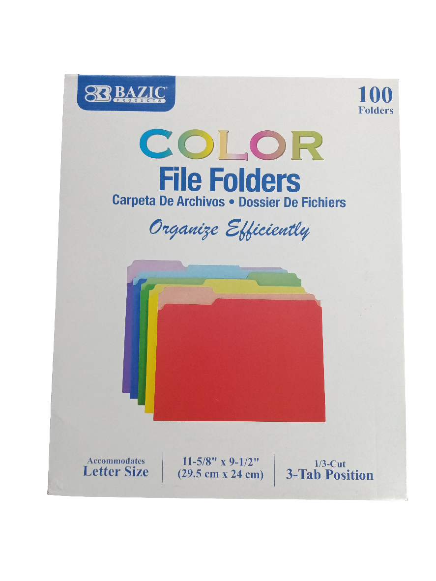 1/3 CUT LTR COLOR FILE FOLDER 100/BOX