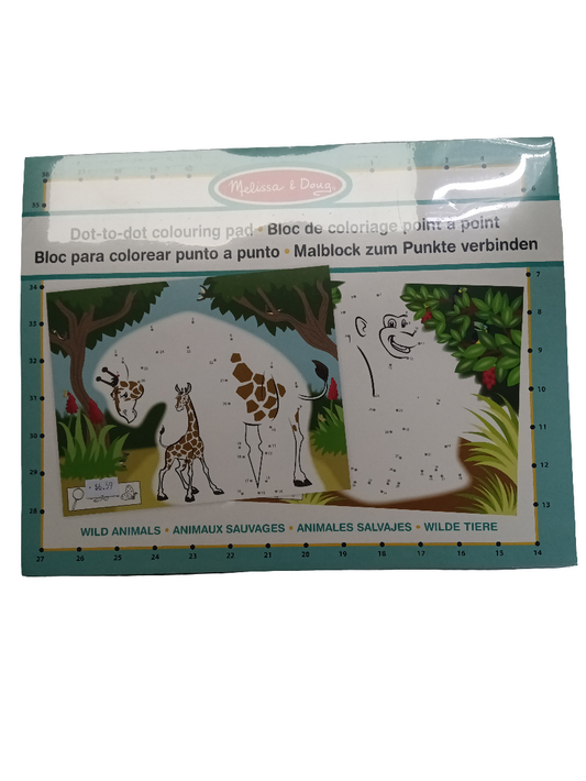 ABC 123 DOT-TO-DOT COLORING PAD - WILD ANIMALS