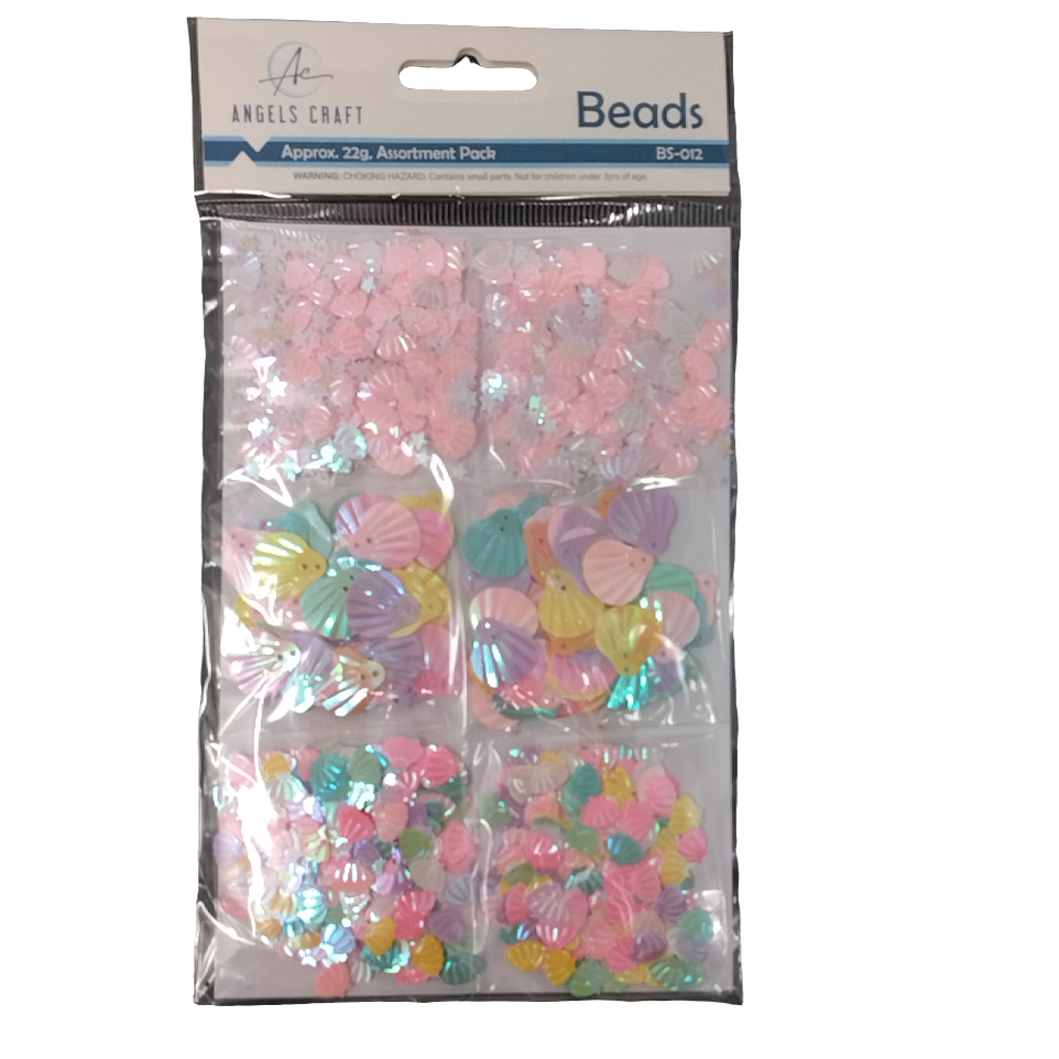 SEQUINS - SEASHELLS, ASSORTED COLORS 20G