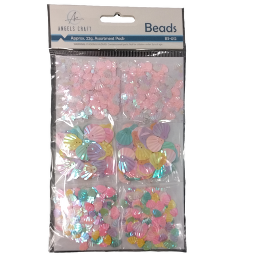 SEQUINS - SEASHELLS, ASSORTED COLORS 20G