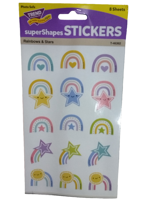 RAINBOWS & STARS SUPERSHAPES STICKERS 120PK