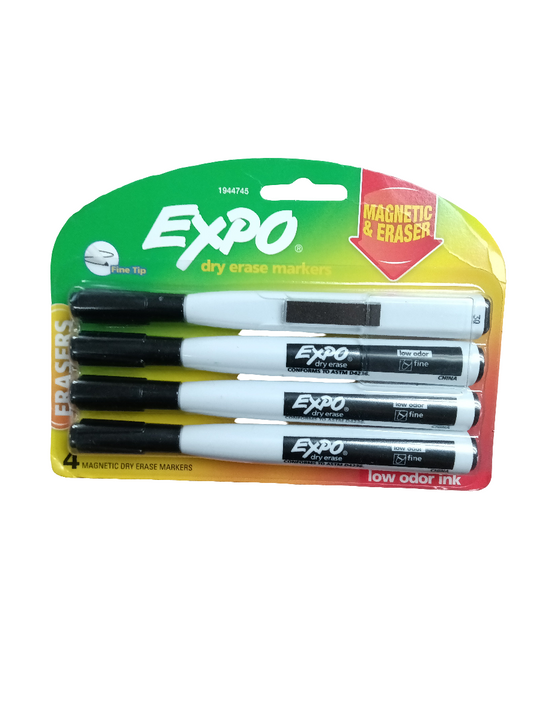 EXPO MAGNETIC W/ERASER 4CD BLACK FINE