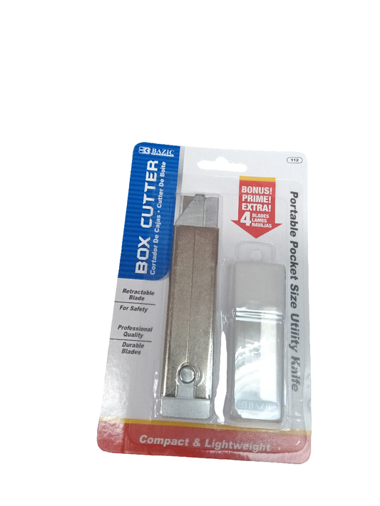 BOX CUTTER W/ 4 REPLACEMENT BLADES
