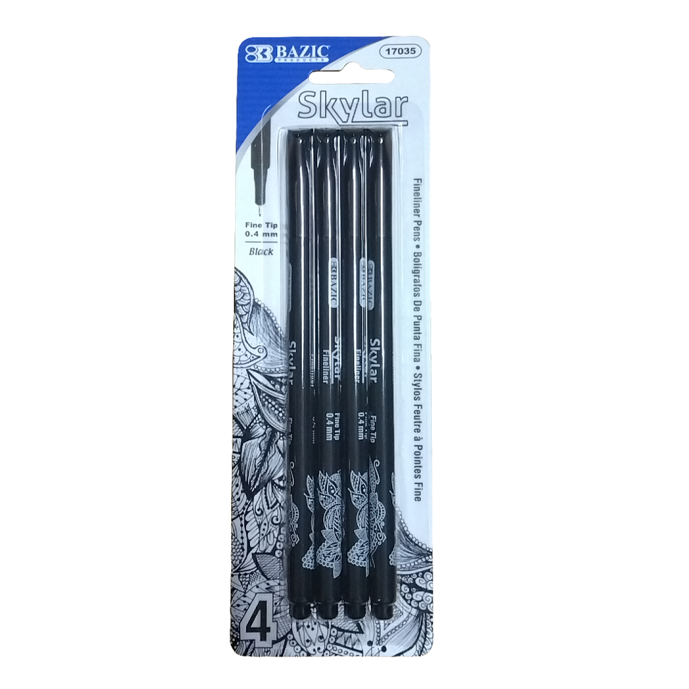 SKYLAR 0.4 MM BLACK FINELINER PEN (4/PACK)