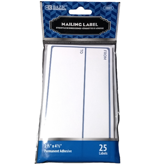 MAILING LABEL 2-1/2" X 4-1/2" PQT.25