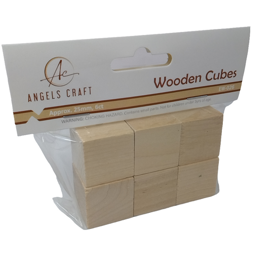 6CT WOODEN CUBES,25MM
