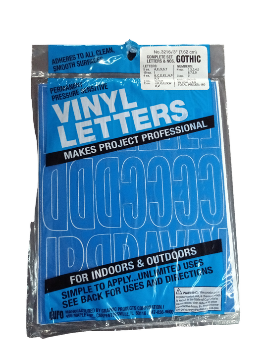 Gothic Vinyl Letters & Num 3"