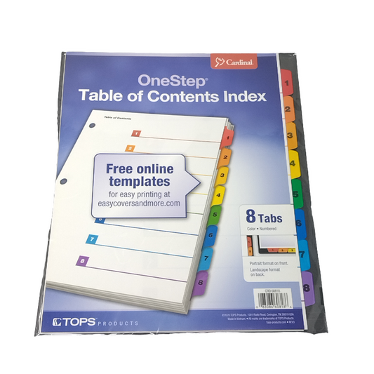 PRINTABLE INDEX DIVIDER 8 TAB MULTICOLOR LETTER
