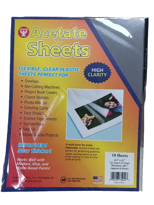 ACETATE SHEETS 8.5 X 11IN 10PCS