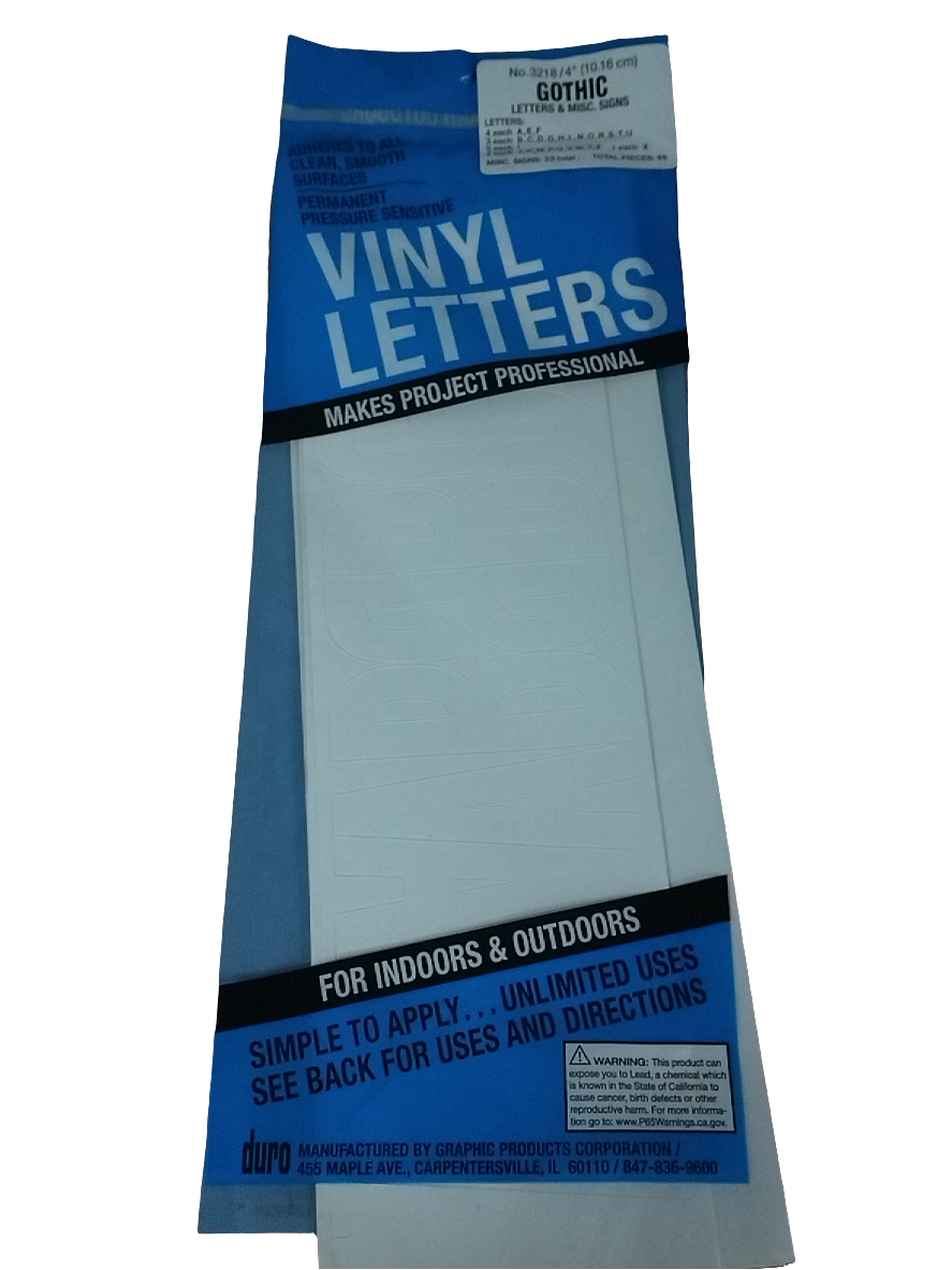 GOTHIC VINYL LETTERS & NUM D3218