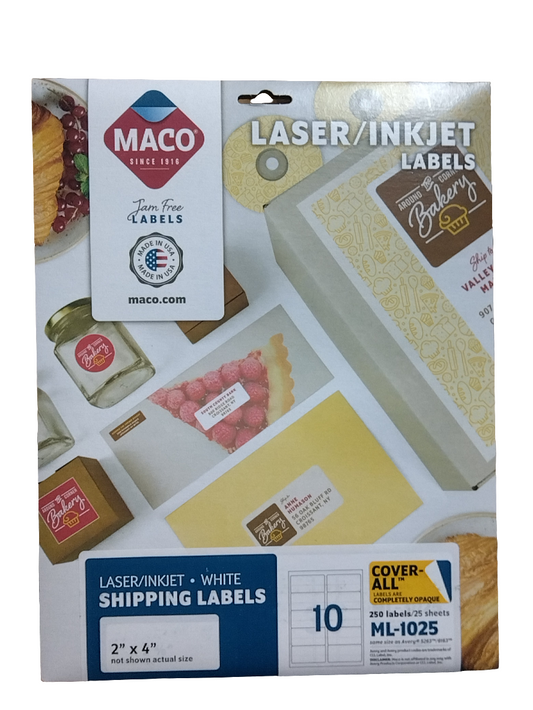 LABELS SHIPPING 2" X 4" WHITE 250 PC