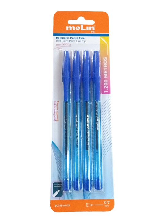 BLISTER 4 BOLíGRAFO PUNTA AGUJA AZUL