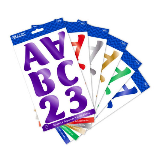 METALLIC COLOR ALPHABET STICKERS 2'' 10 SHEETS