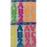 FLOURESCENT COLOR ALPHABET STICKERS 2'' 10 SHEETS