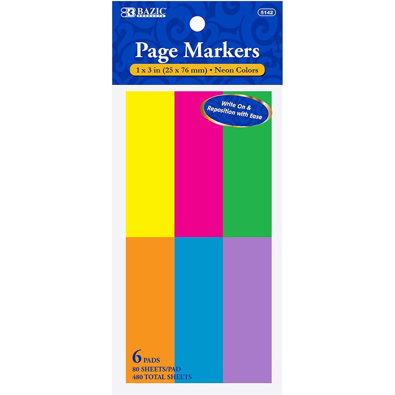 FLAG NEON PAGE MARKERS 1" X 3" PQ.6