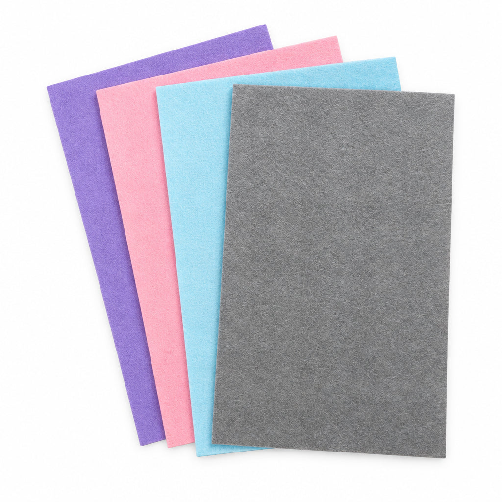 4 pc Felt Sheet Grey, Baby Blue, Purple, Pink 7x12