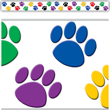 COLORFUL PAW PRINTS STRAIGHT BORDER