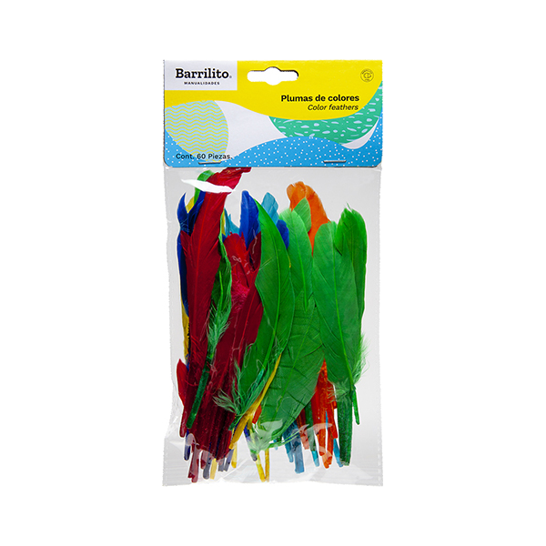 PLUMAS DE COLORES 60 PIECES