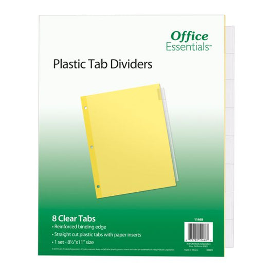 Plastic Insertable Dividers 8 Tab Letter Clear