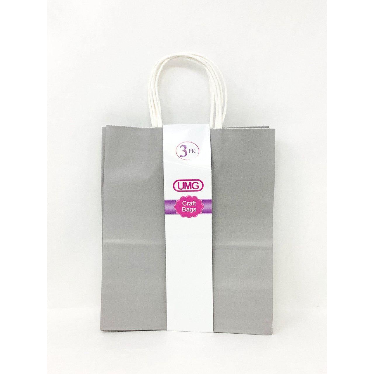 CRAFT GIFT BAG MEDIUM GREY 3PK