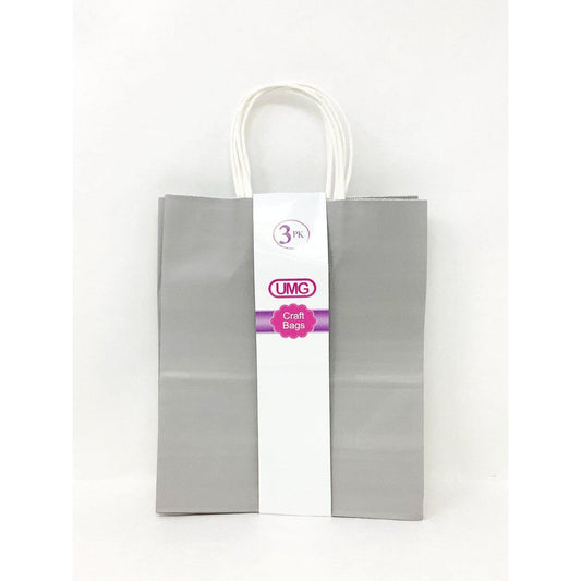 CRAFT GIFT BAG MEDIUM GREY 3PK