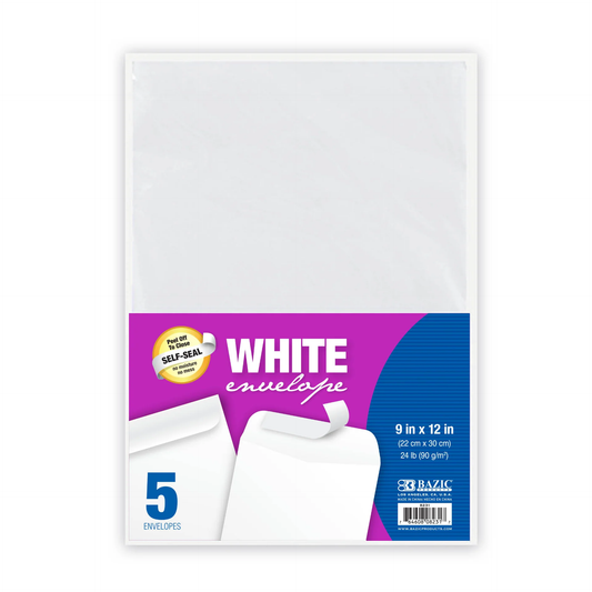 Self- Seal White Envelope 9" X 12" PQT.5 - JA Riollano