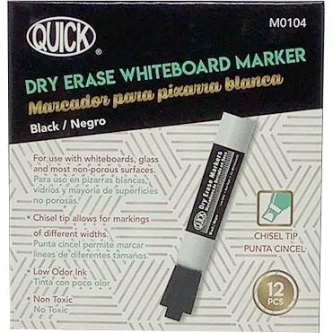 WHITEBOARD MARKER BLACK 12 PC