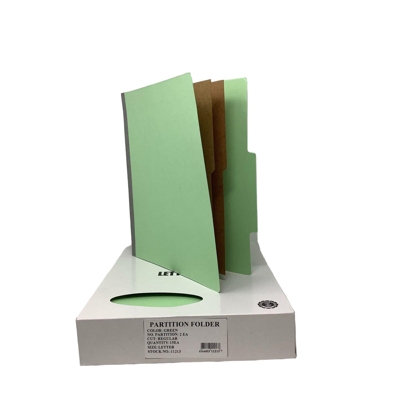 2 PARTITION FOLDER GREEN LETTER BOX/15