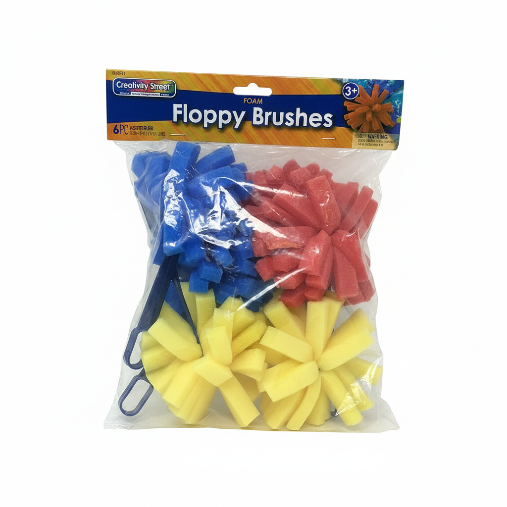 FLOPPY BRUSHES 7" ASSORTED COLORS 6/PK