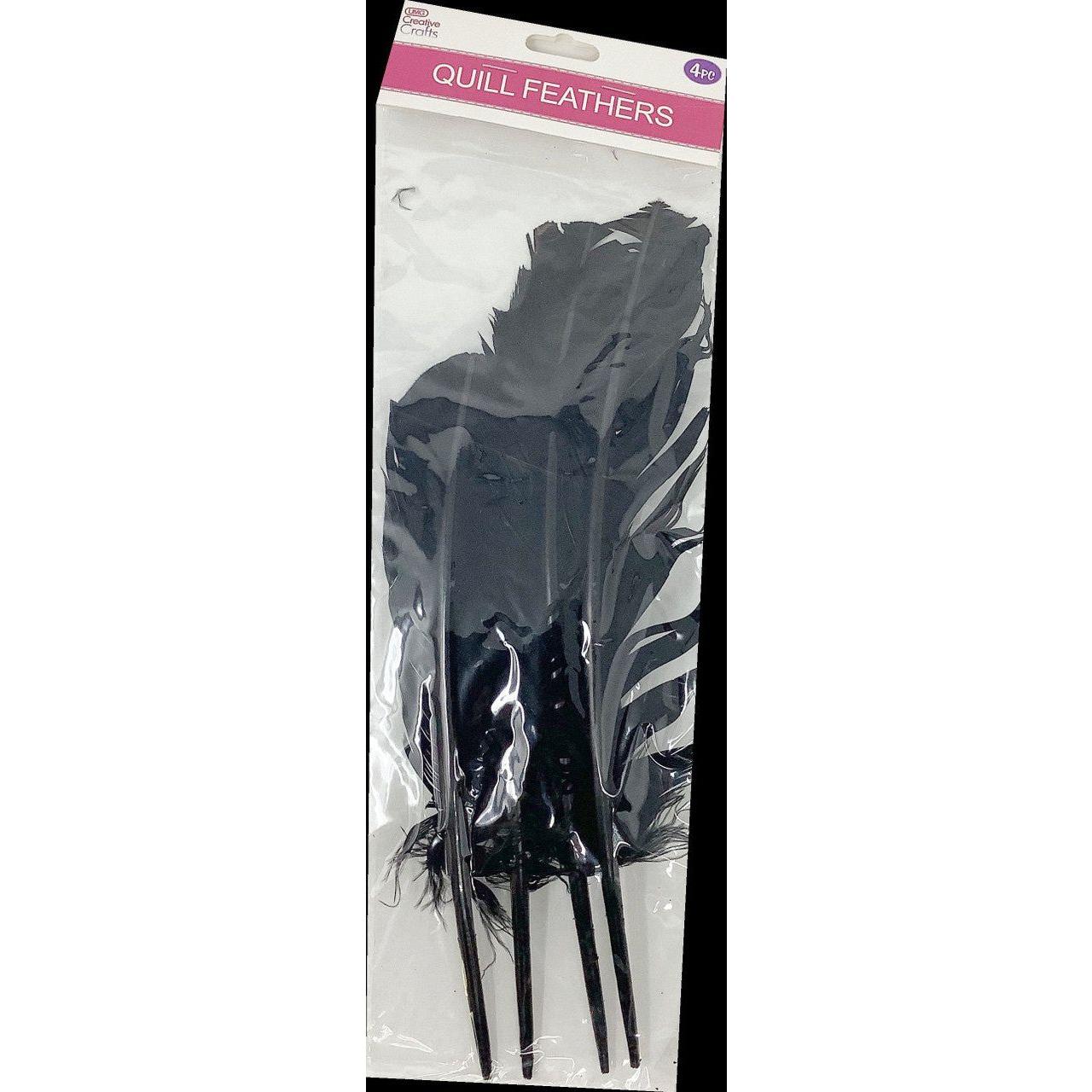 QUILL FEATHER 10"-12" 4PC BLACK