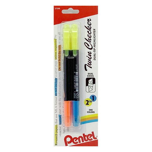 TWIN CHECKER DUAL-TIP HIGHLIGHTER ASST. PQT. 2