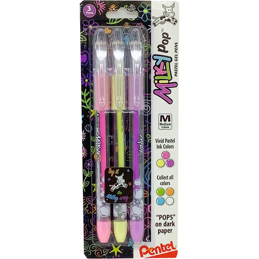 MILKY POP PASTEL GEL PEN MEDIUM ASST. INK PQT. 3