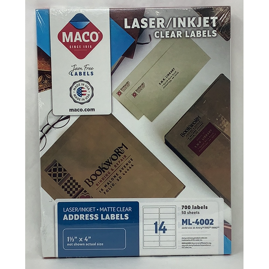 LABELS MAILING 1-1/3" X 4" CLEAR 700 PC