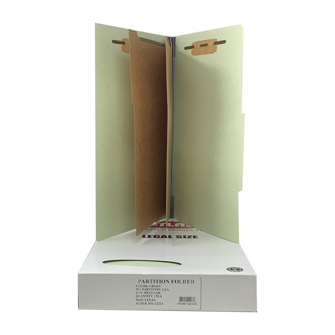 2 PARTITION FOLDER GREEN LEGAL BOX/15