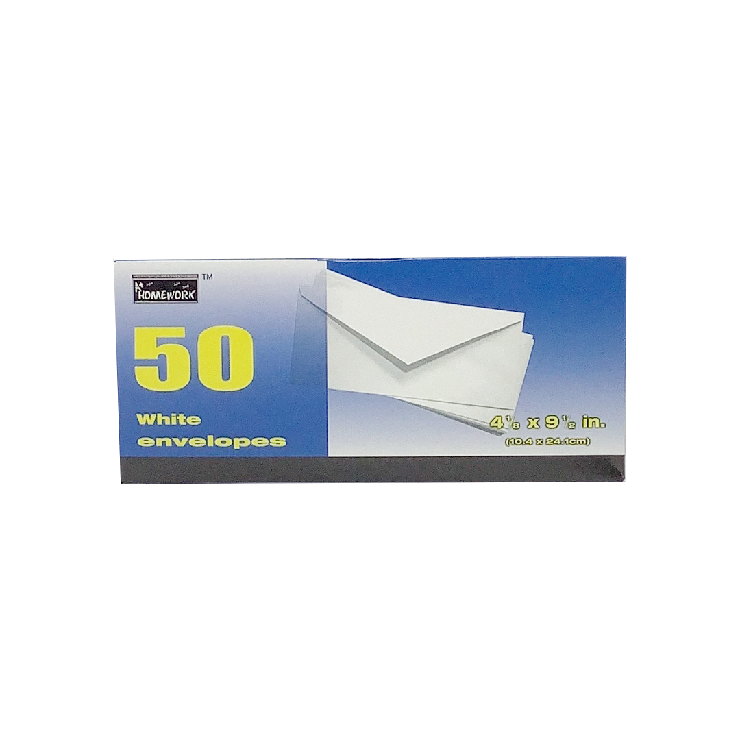 #10 WHITE GUM SEAL ENVELOPES 50 PC