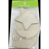 WOOD CUT-OUT STAR, CIRCLE AND HEART