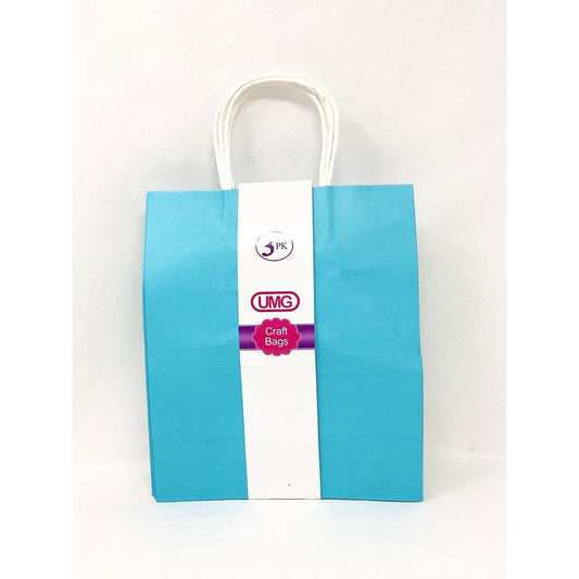 CRAFT GIFT BAG MEDIUM LIGHT BLUE 3PK