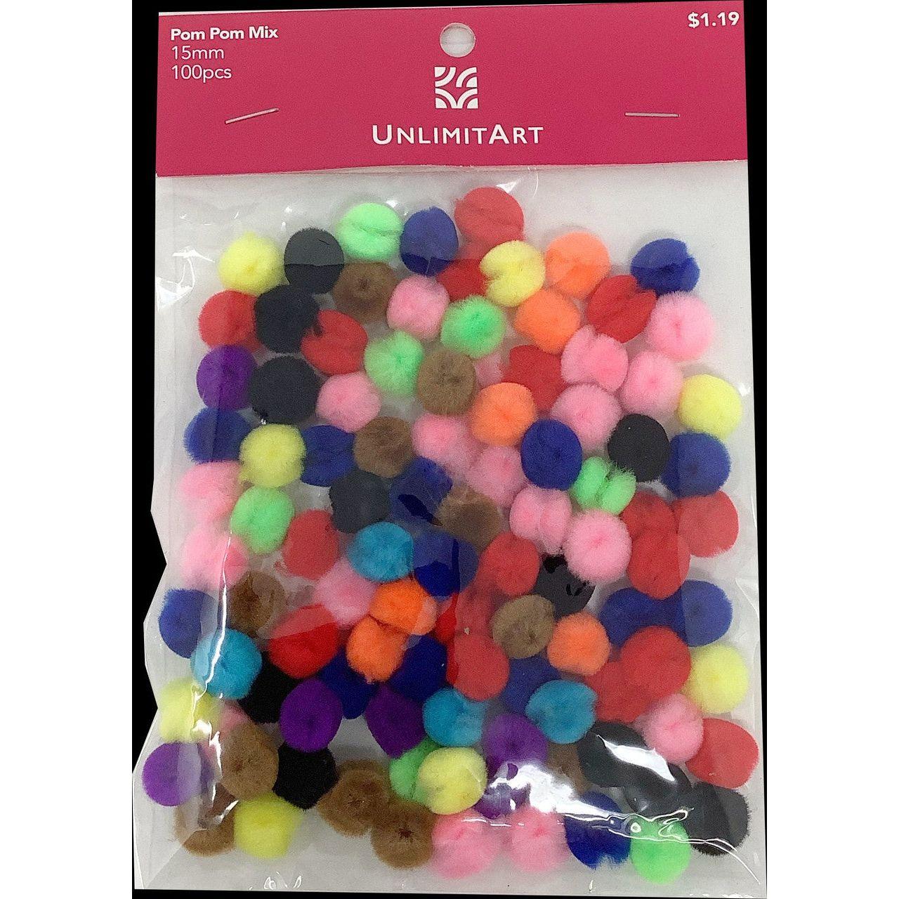 POM POM MIX 15MM 100PCS