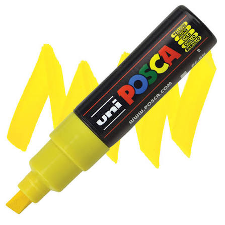 POSCA PC-8K PAINT MARKER BROAD CHISEL TIP YELLOW